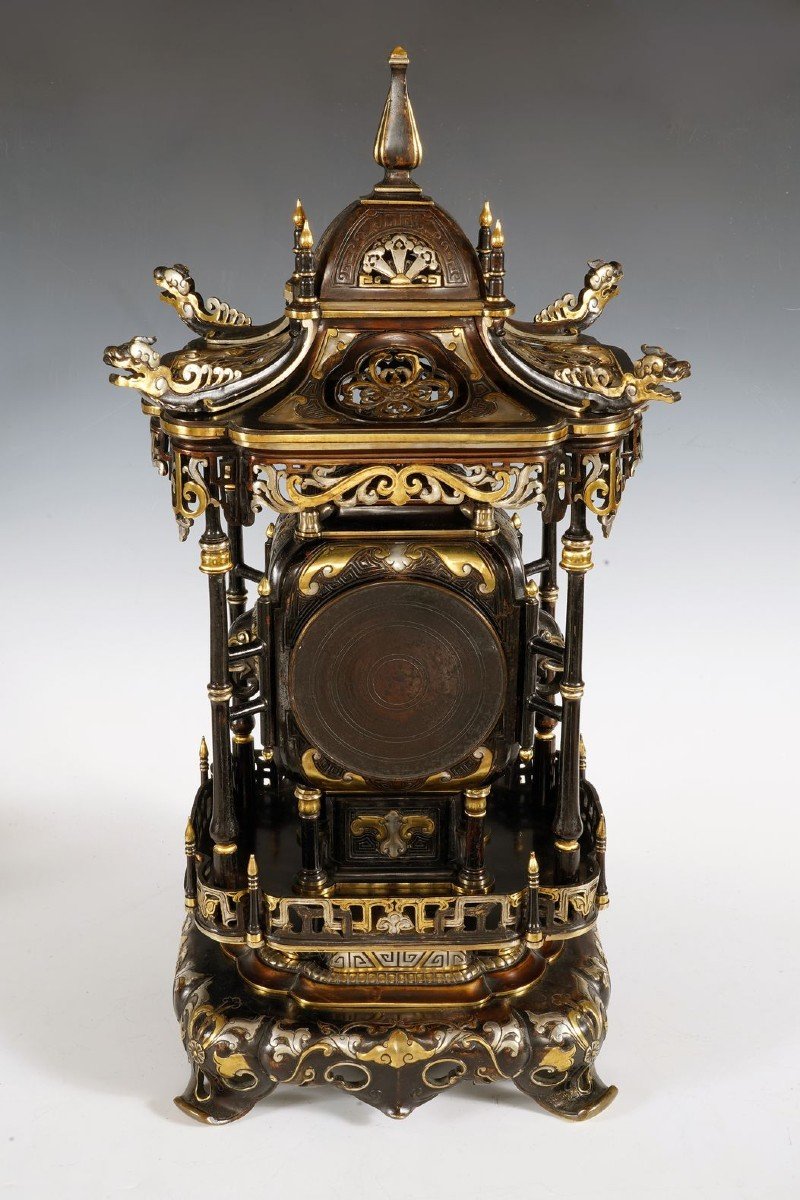 "pagoda" Clock Attr. To l'Escalier De Cristal, France, Circa 1885-photo-2