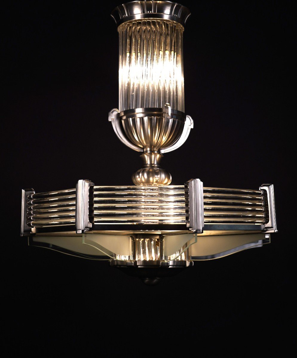 Art Deco Chandelier, Ateliers Petitot, France, Circa 1930-photo-3