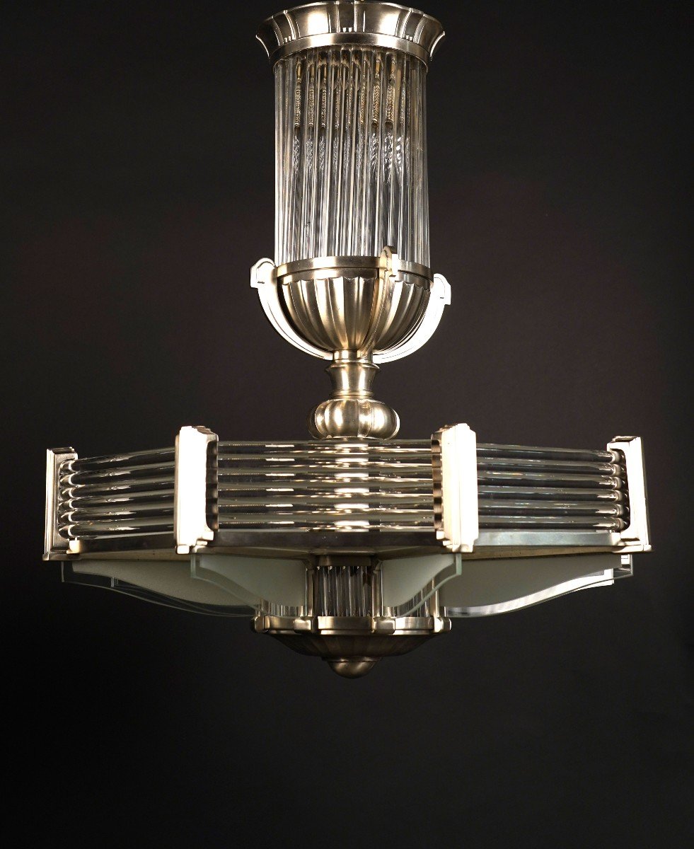 Art Deco Chandelier, Ateliers Petitot, France, Circa 1930-photo-4