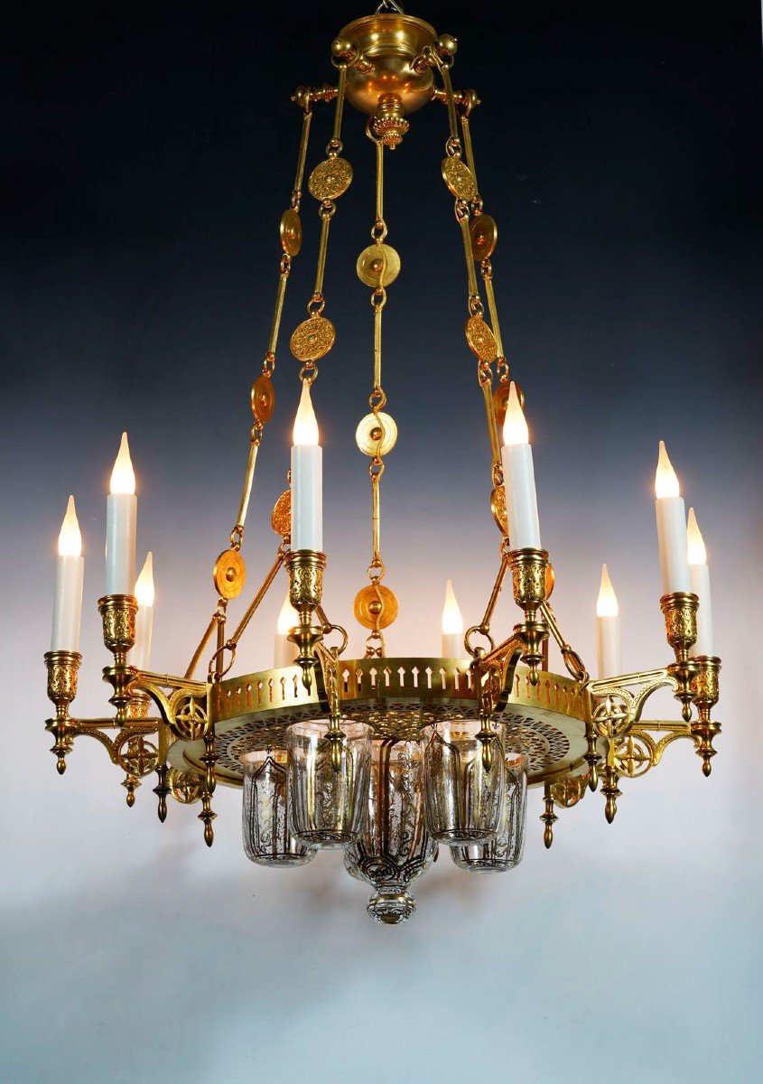 Ottoman Style Chandelier By F. Barbedienne, France, Circa 1880-photo-3