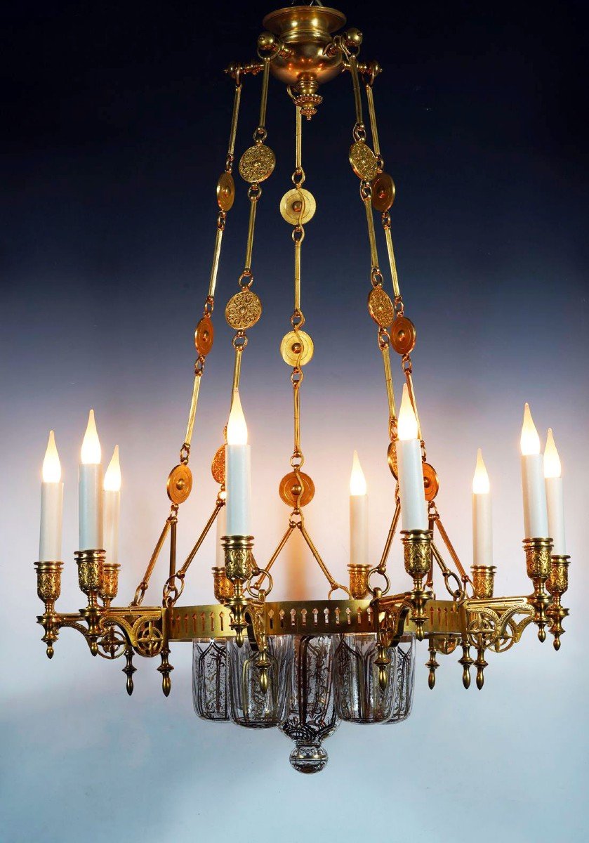 Ottoman Style Chandelier By F. Barbedienne, France, Circa 1880-photo-4