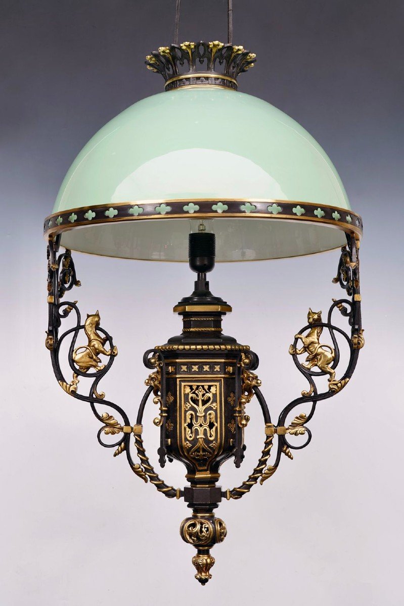 Neo-gothic Chandelier With Lions, France, Circa 1860-photo-1