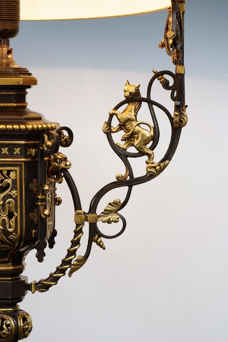 Neo-gothic Chandelier With Lions, France, Circa 1860-photo-3