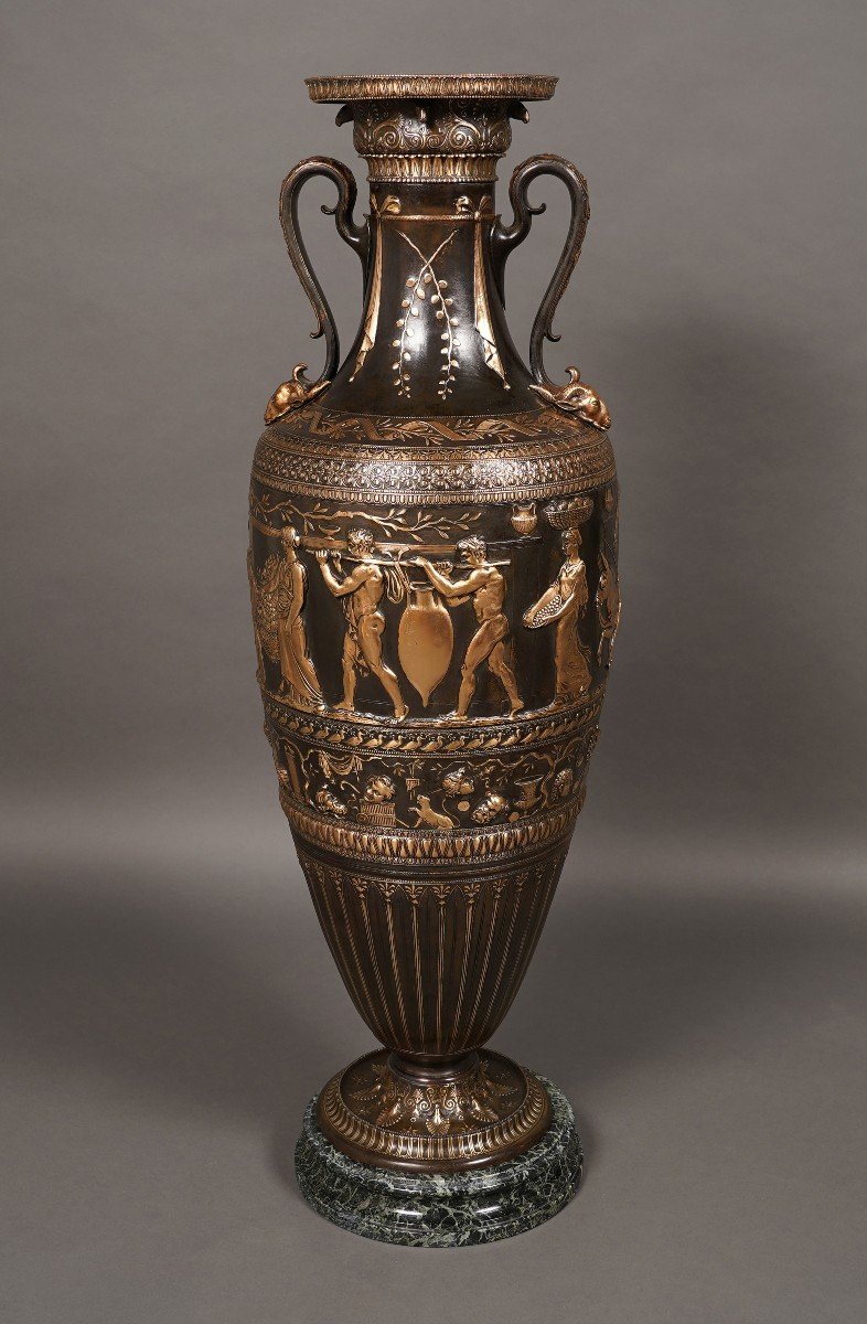 Large Neo-greek Vase By F. Levillain And F. Barbedienne, France, Circa 1890-photo-2