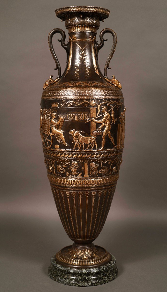 Large Neo-greek Vase By F. Levillain And F. Barbedienne, France, Circa 1890-photo-3