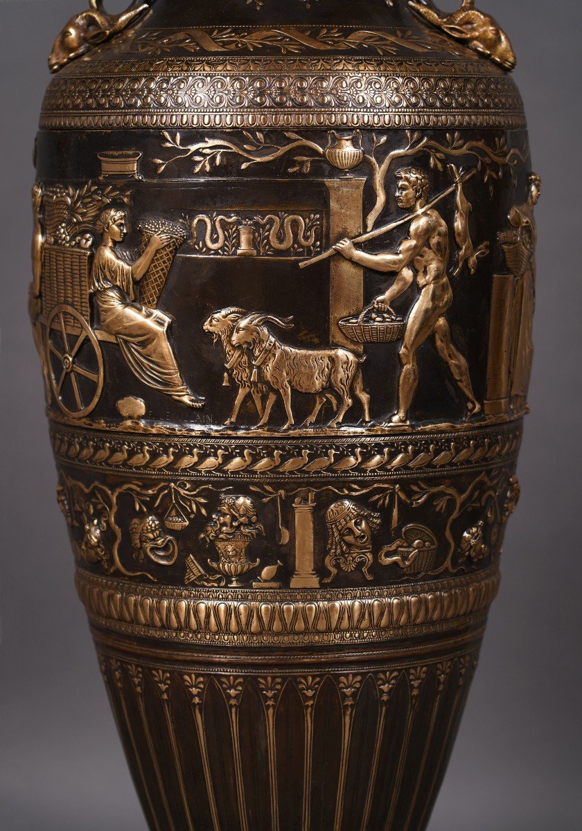 Large Neo-greek Vase By F. Levillain And F. Barbedienne, France, Circa 1890-photo-4