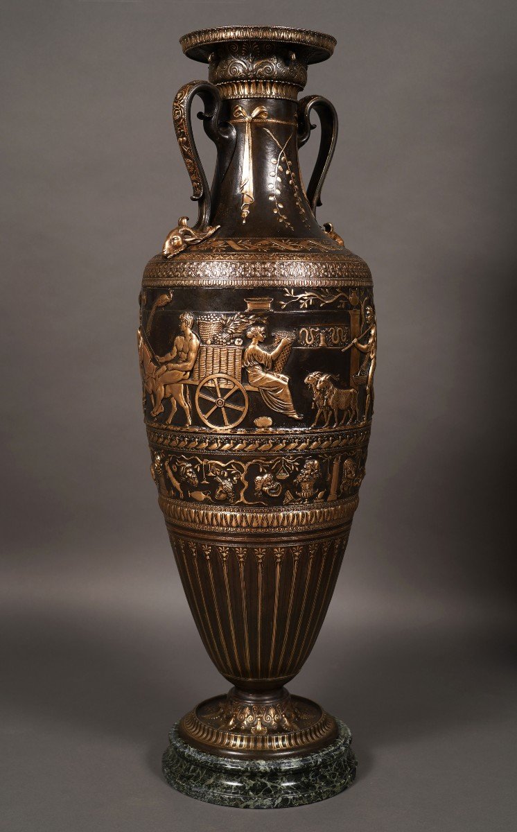 Large Neo-greek Vase By F. Levillain And F. Barbedienne, France, Circa 1890-photo-2