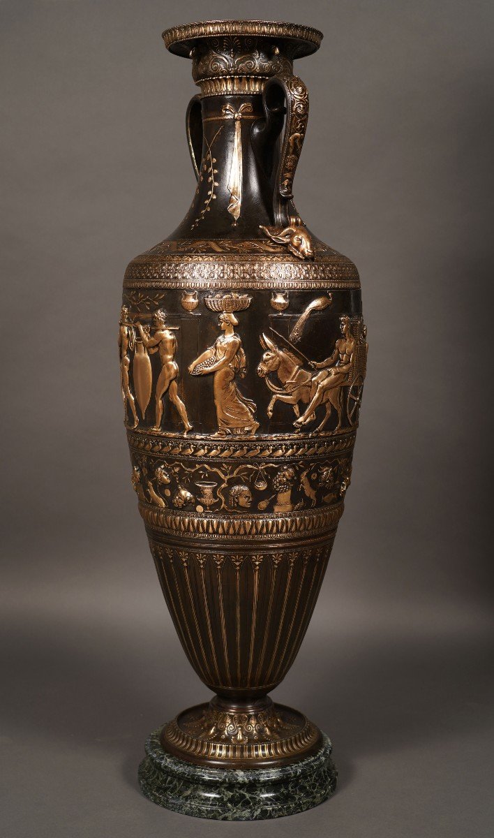 Large Neo-greek Vase By F. Levillain And F. Barbedienne, France, Circa 1890-photo-4