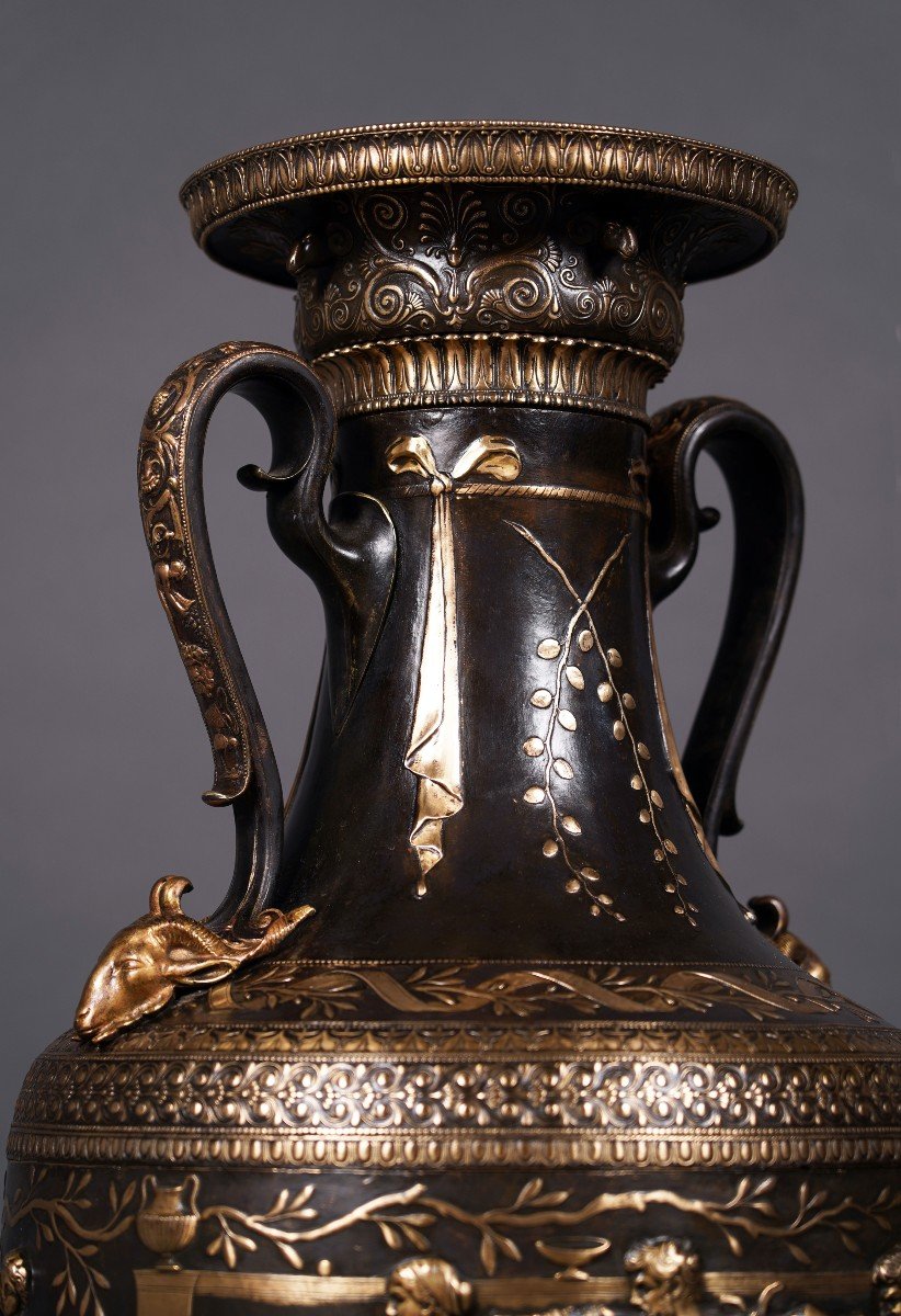 Large Neo-greek Vase By F. Levillain And F. Barbedienne, France, Circa 1890-photo-7