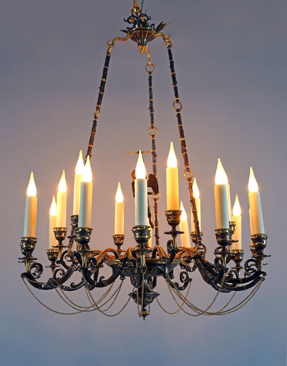 Neo-greek «cupid» Chandelier By A. Delafontaine & H. Cahieux, France  C 1850-photo-2