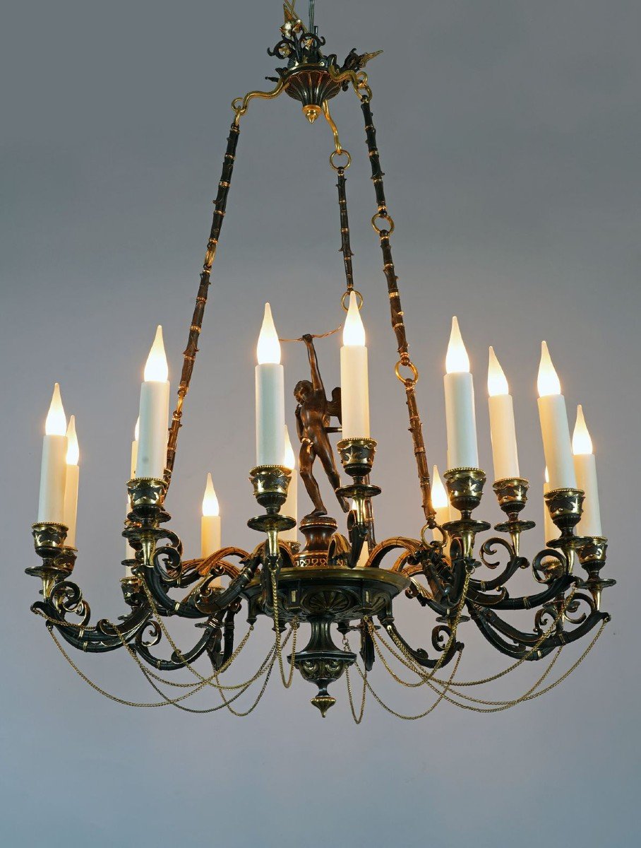 Neo-greek «cupid» Chandelier By A. Delafontaine & H. Cahieux, France  C 1850-photo-4