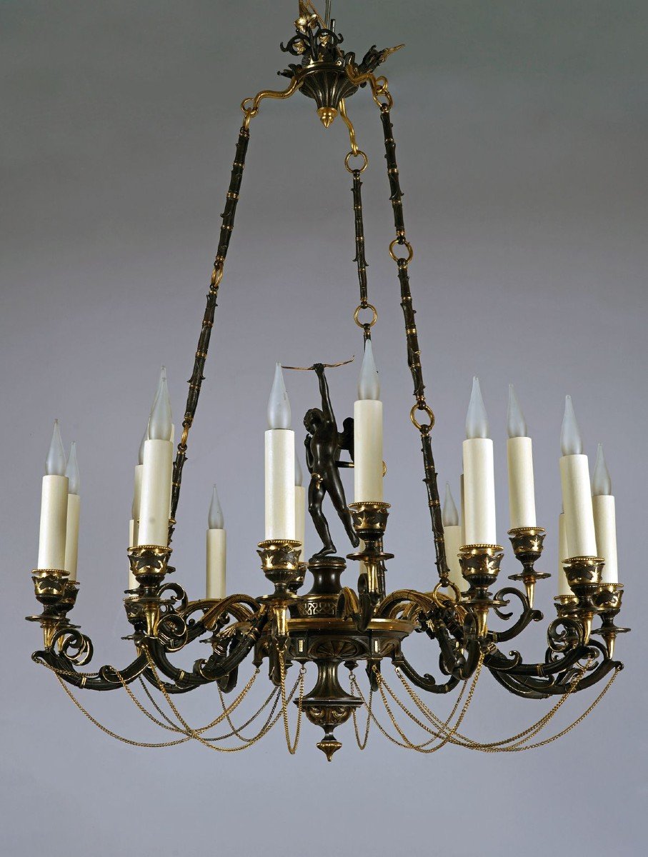 Neo-greek «cupid» Chandelier By A. Delafontaine & H. Cahieux, France  C 1850-photo-4