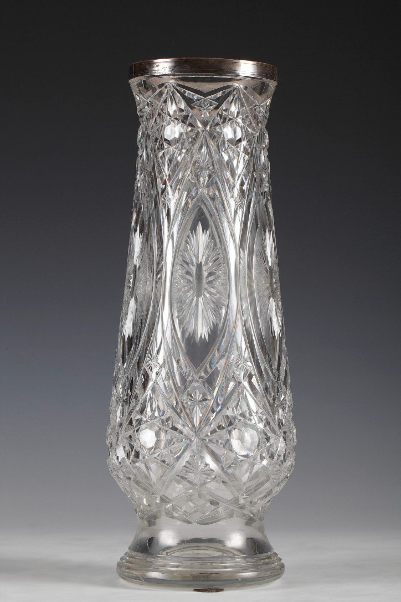 Pair Of Crystal Vases Attr. To Baccarat, France, Circa 1920-photo-2