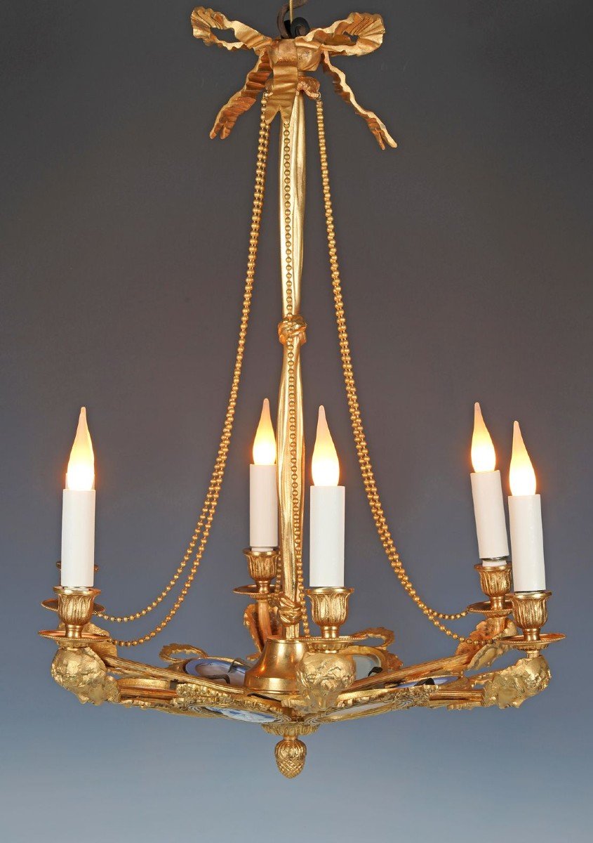 Chandelier With Medallions Attr. To Gagneau, France, Circa 1890-photo-3