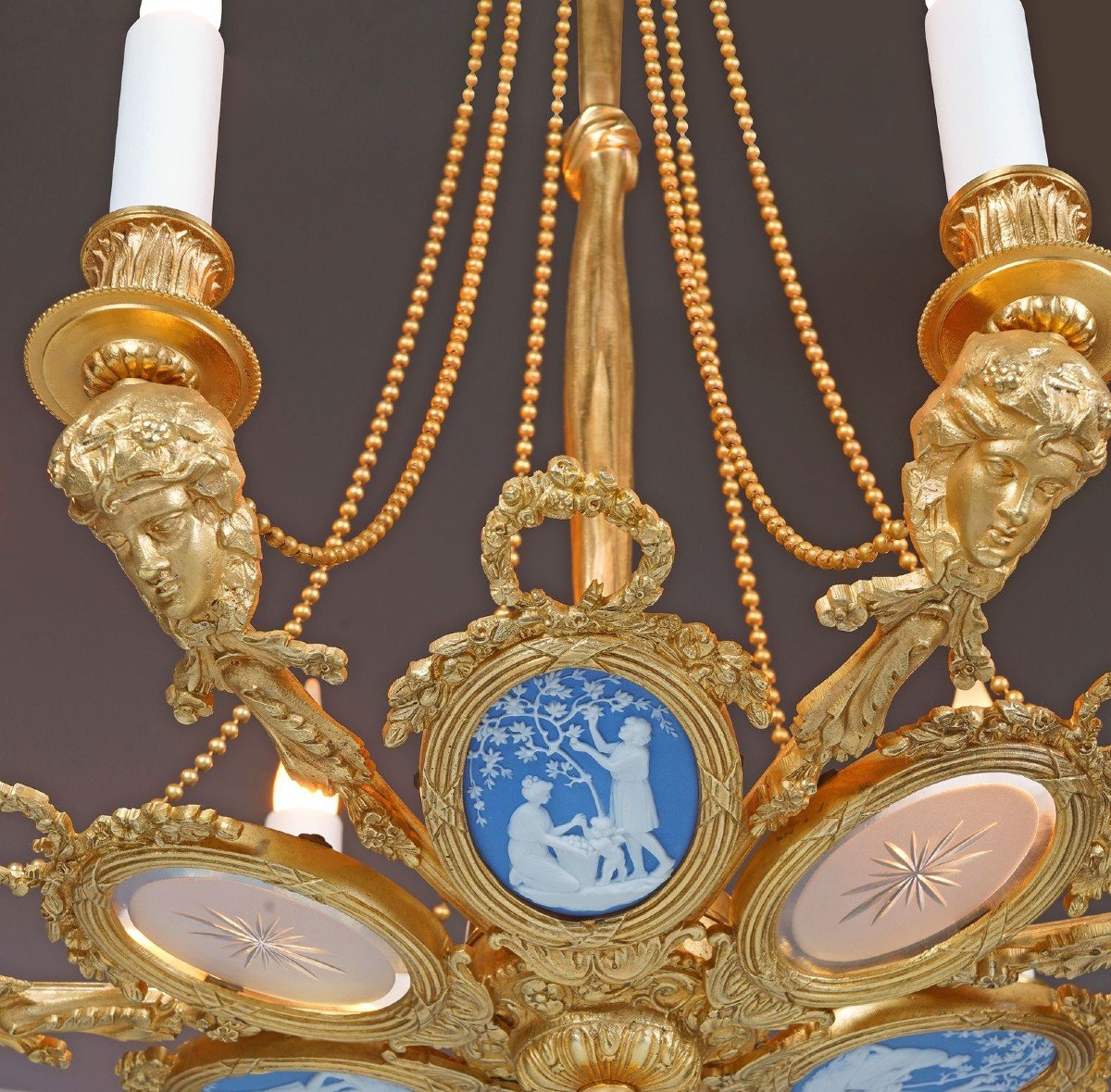 Chandelier With Medallions Attr. To Gagneau, France, Circa 1890-photo-2