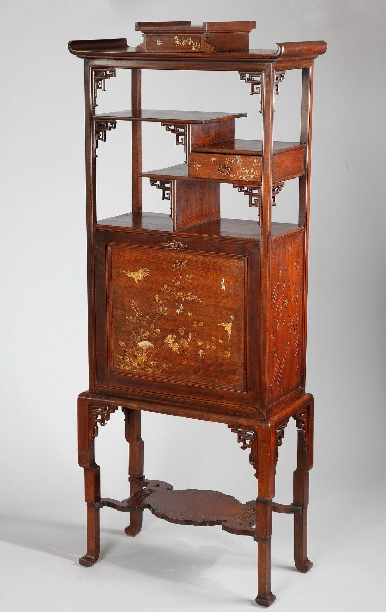  Japanese Style Cabinet-secretary Attr. To Perret And Vibert, France, Circa 1880-photo-4