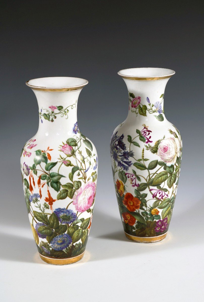 Pair Of Paris Porcelain Vases, France, Circa 1880-photo-2