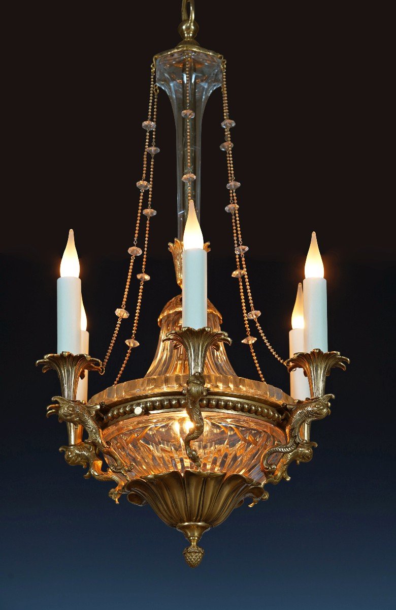 Lustre aux Dauphins attr. à Maison Baguès, France, Circa 1900-photo-3