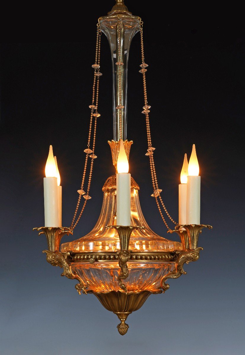 Lustre aux Dauphins attr. à Maison Baguès, France, Circa 1900