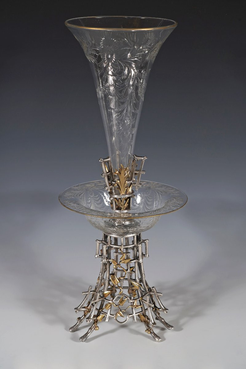 Coupe Soliflore Japonisante Attr. à Christofle, France, Circa 1880-photo-2