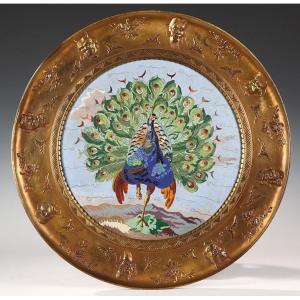 Aesthetic Movement Enameled Plate Attr. To Elkington And A. Willms, Circa 1875