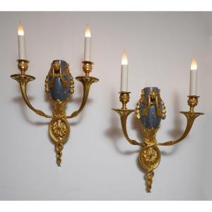 Beautiful Pair Of Wall-lights, Attributed To Henry Dasson