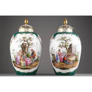 Impressive Pair Of Vases And Cover, Attributed To Samson & Cie, France, Circa 1890