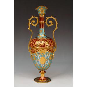 Gilded Bronze And Cloisonne Enamel Ewer By F. Barbedienne, France, Circa 1870