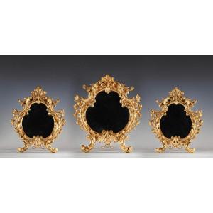 Suite Of Three Easel Mirrors, Italy, 19th Century 