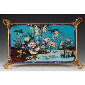 Japanese Tray Attr. At L.-c. Sevin And F. Barbedienne, France-japan, Circa 1860
