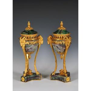 Pair Of « Rams » Perfume Burners Attr. To Maison Millet, France Circa 1870