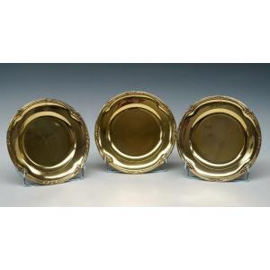 Set Of 3 Silver-gilt Dishes By L. Lapar, France, Circa 1885