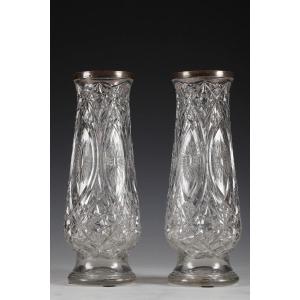 Pair Of Crystal Vases Attr. To Baccarat, France, Circa 1920