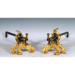 Pair Of "cupids" Andirons, France, Circa 1760