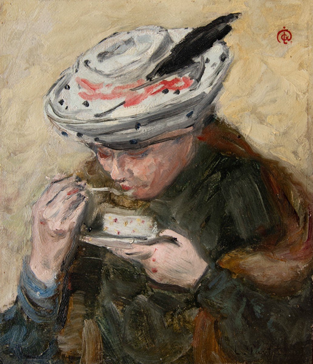 Louis-Claude Paviot (Lhuis, 1872 - 1943) - Femme à la tasse 