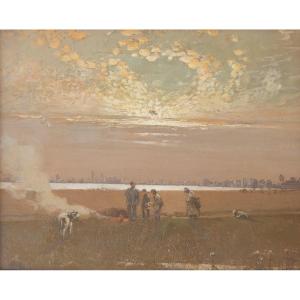 David Eugène Girin (lyon, 1848 - Id., 1917) - Evening In The Dombes (1915)  