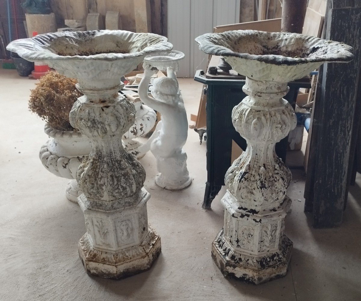 Pair Of Art Cast Iron Basins 