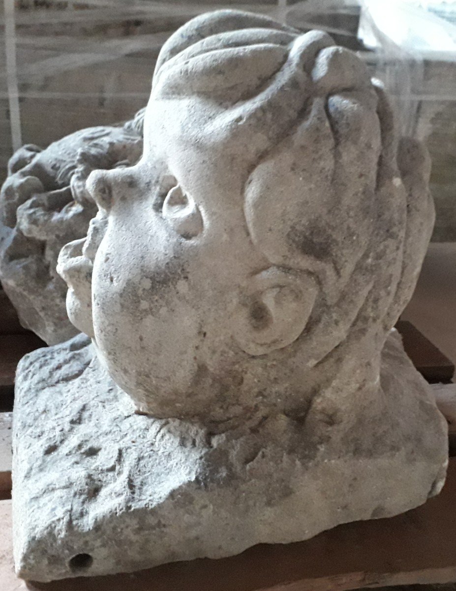 Stone Cherub Fountain Head -photo-3