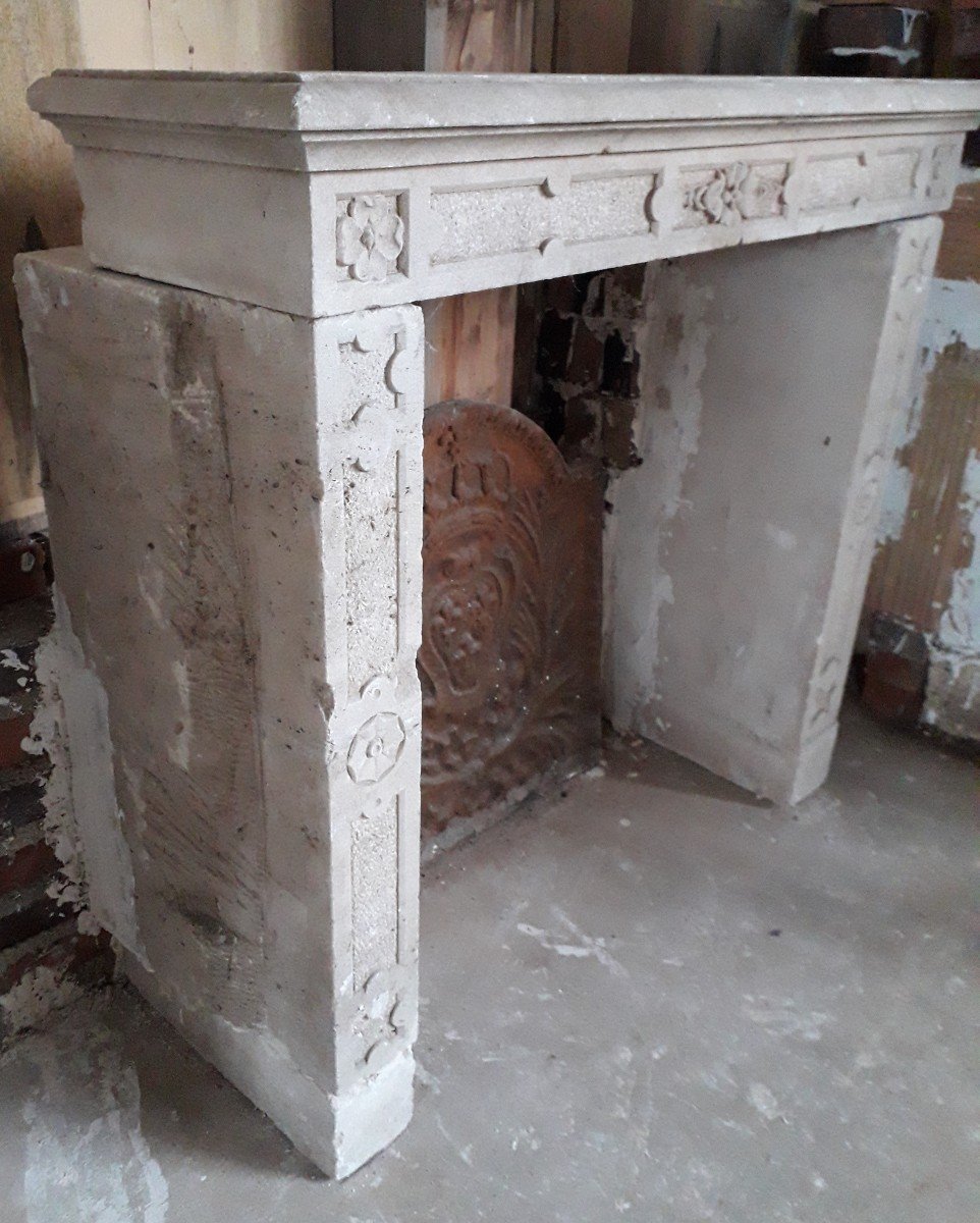 Old Carved Stone Fireplace-photo-2