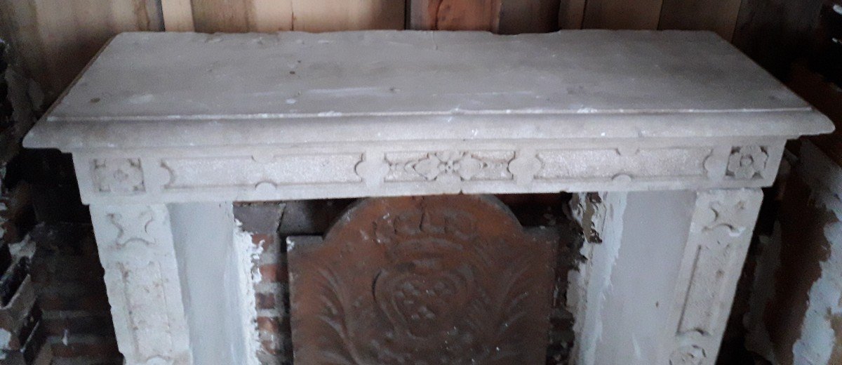 Old Carved Stone Fireplace-photo-3