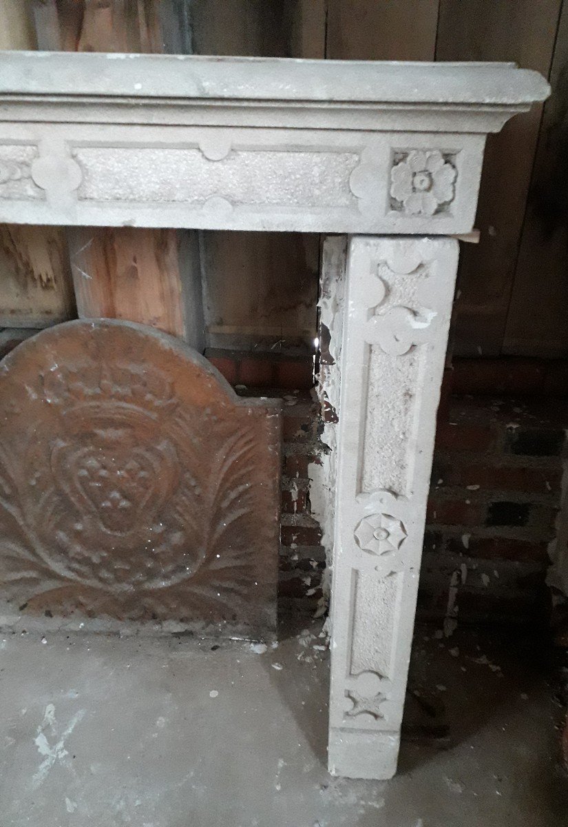 Old Carved Stone Fireplace-photo-4