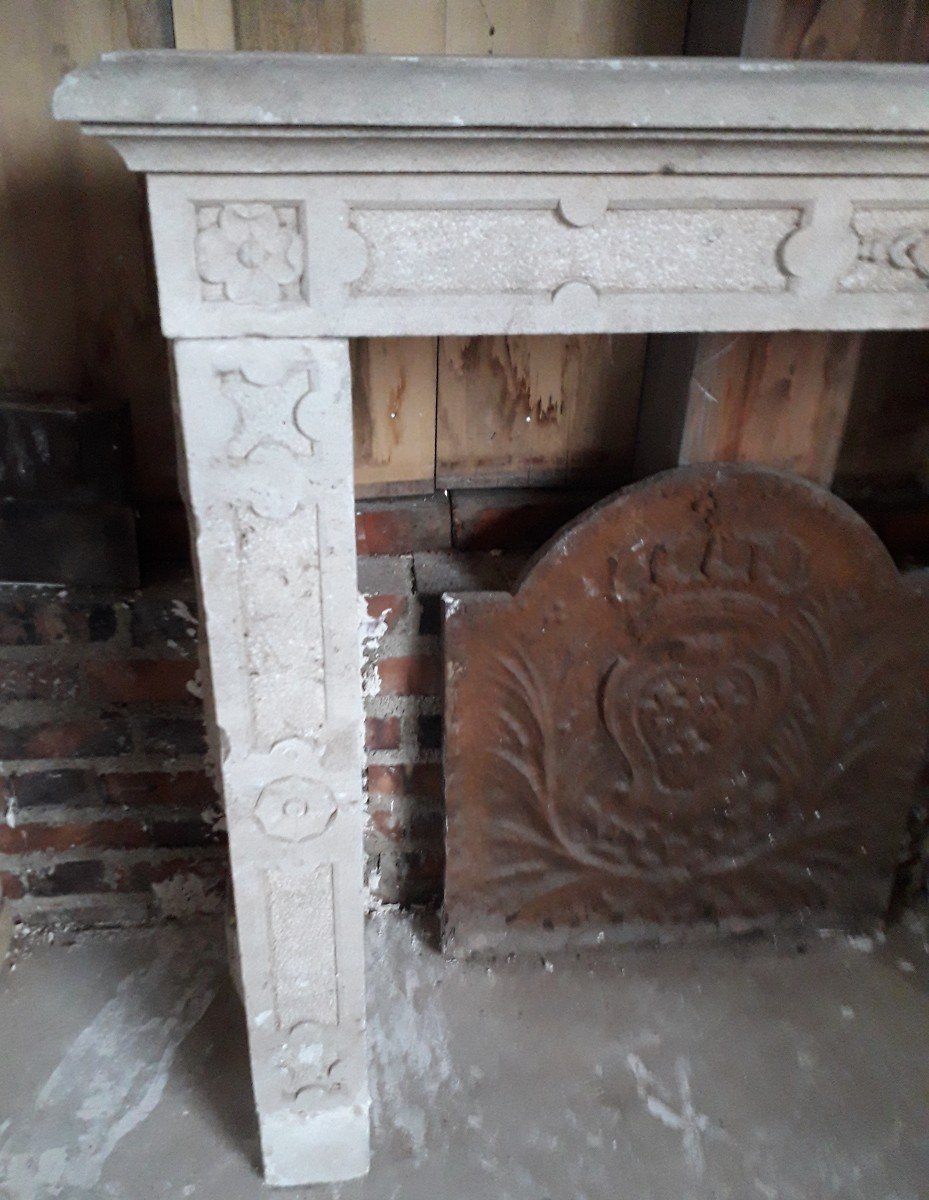 Old Carved Stone Fireplace-photo-1