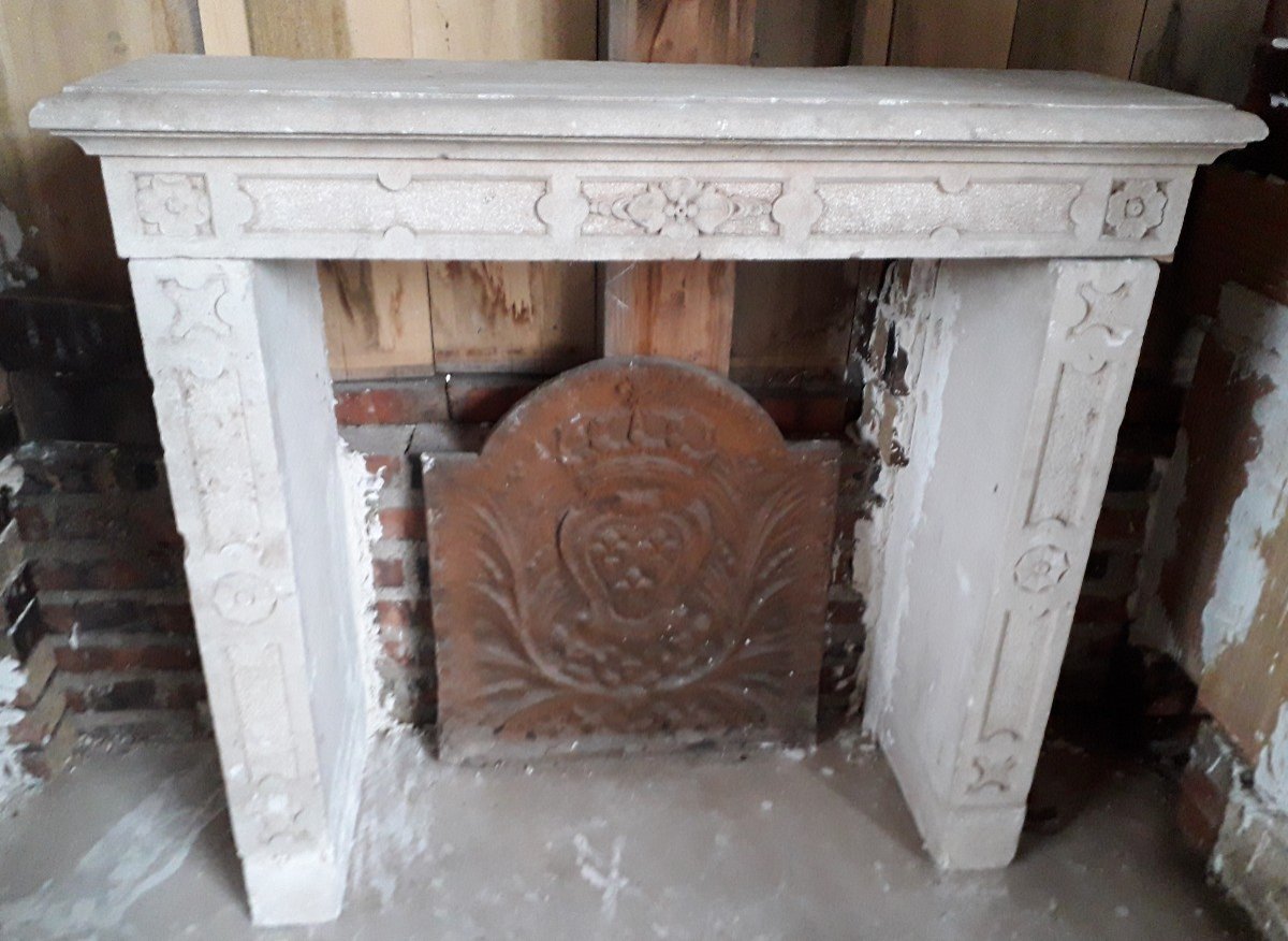 Old Carved Stone Fireplace