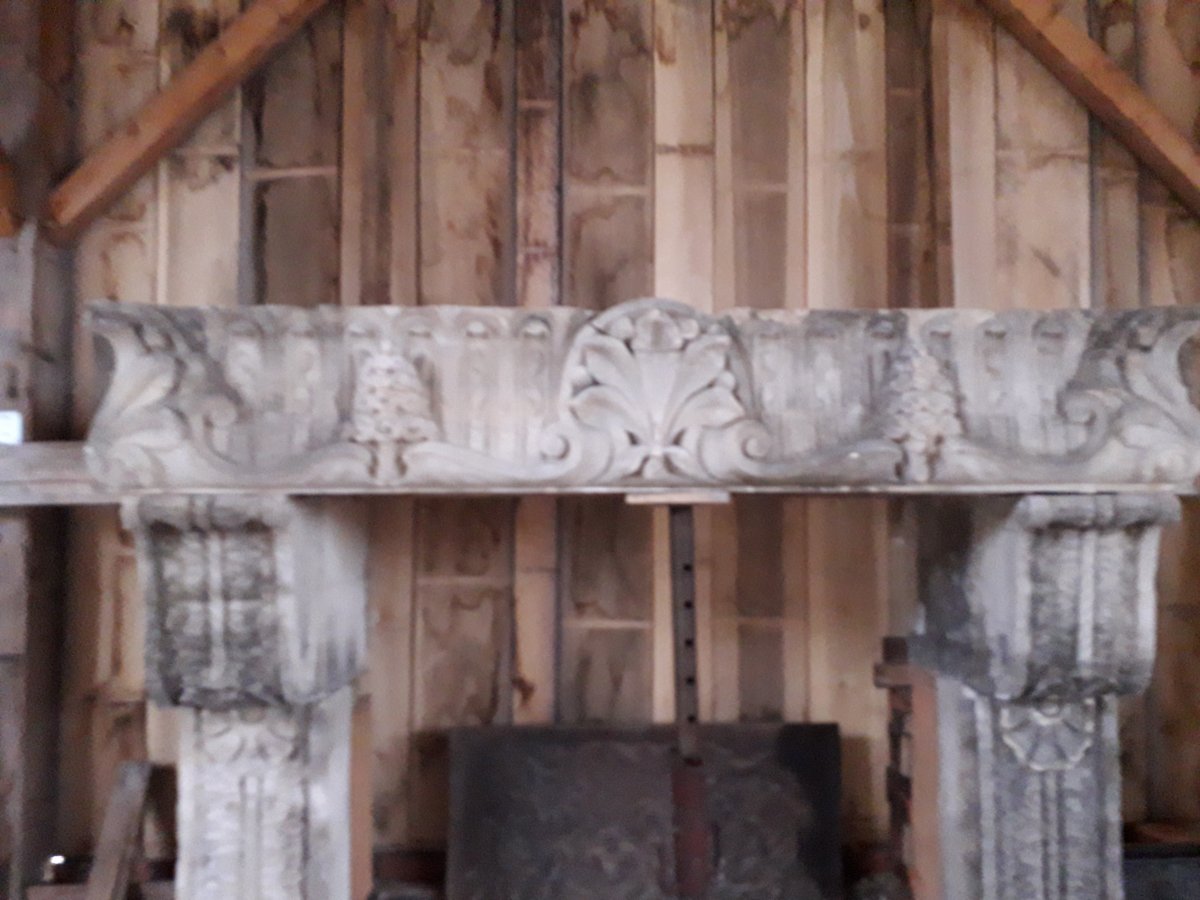 Beautiful Old Fireplace Carved Grapes-photo-3