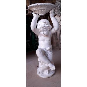 Cherub Statue Carrying An Art Cast Iron Basin