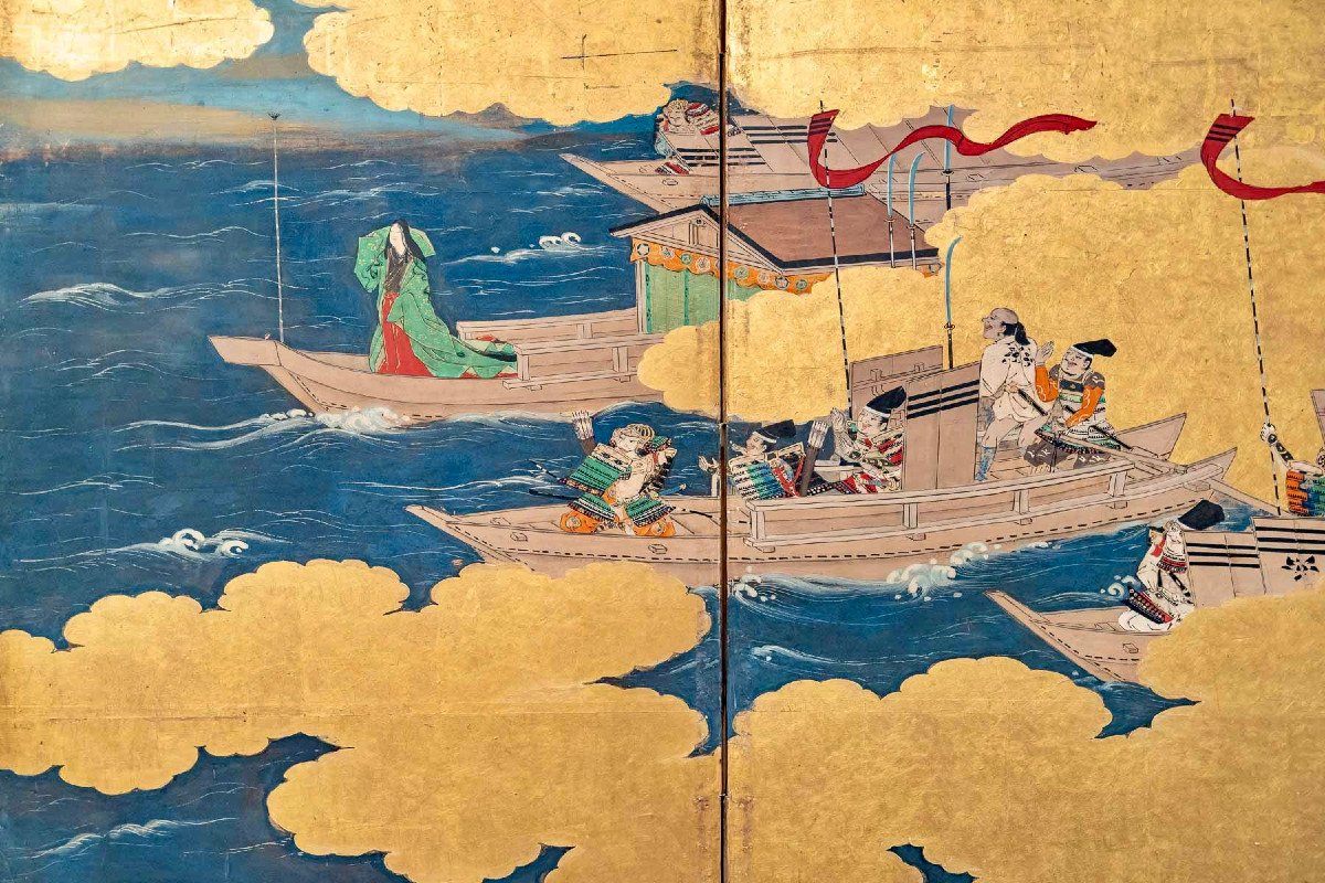 Japanese 6-panel Screen - Genpei War 18th Century-photo-2