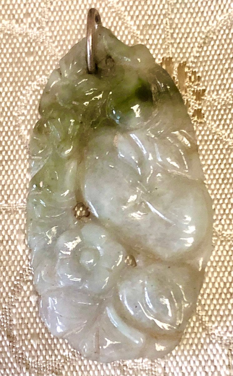 Deux Jade Jadeite Chinois d'Un Elephanteau Et d'Un Pendentif-photo-4