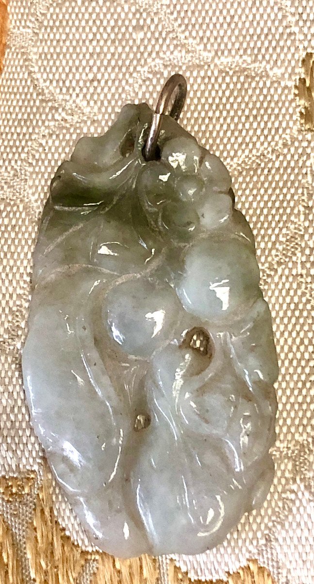 Deux Jade Jadeite Chinois d'Un Elephanteau Et d'Un Pendentif-photo-5