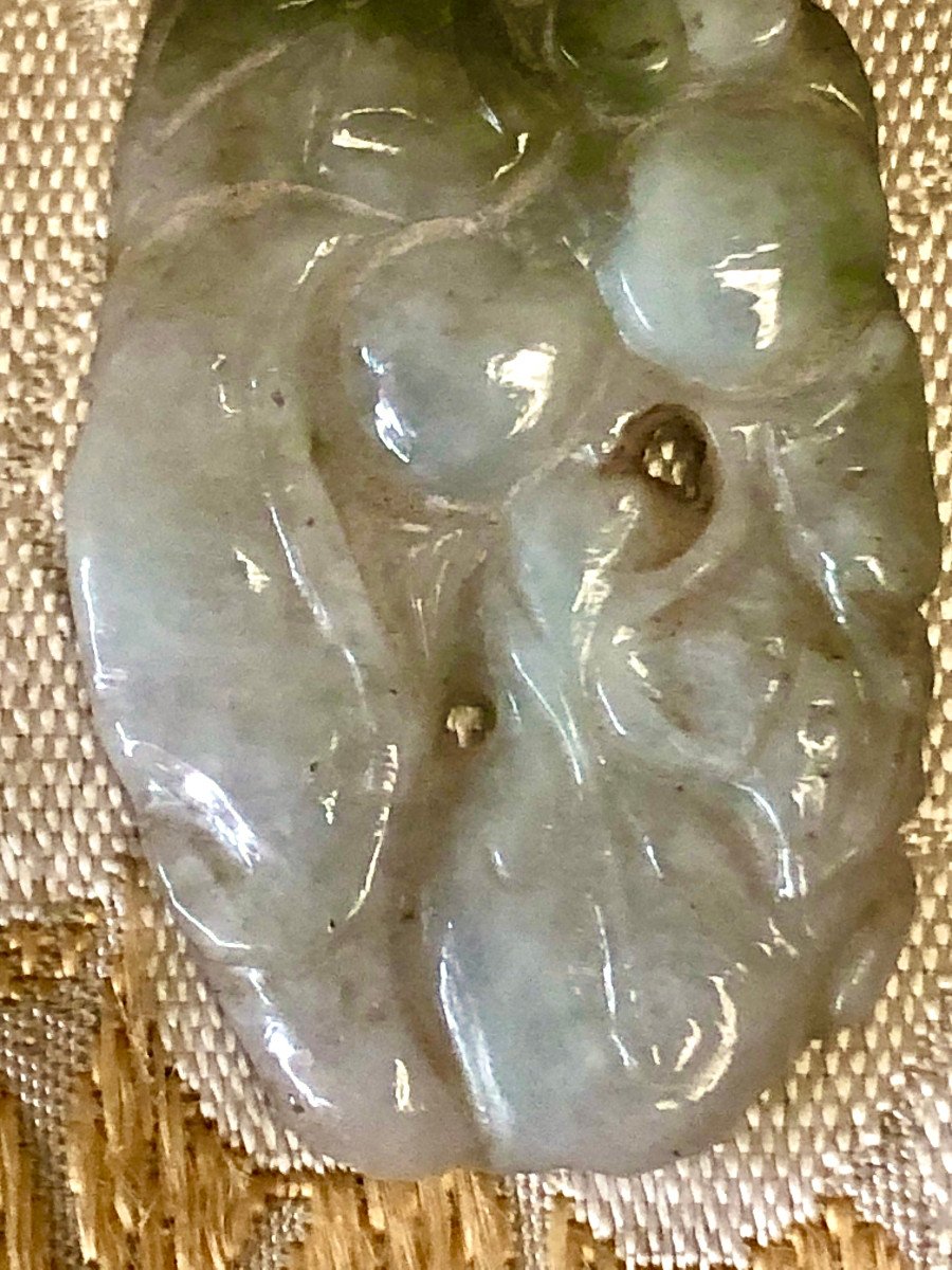 Deux Jade Jadeite Chinois d'Un Elephanteau Et d'Un Pendentif-photo-6