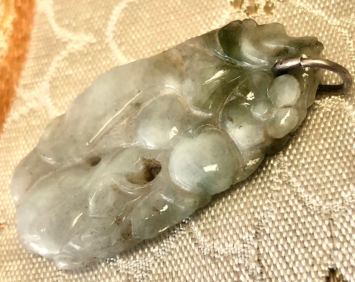 Deux Jade Jadeite Chinois d'Un Elephanteau Et d'Un Pendentif-photo-7